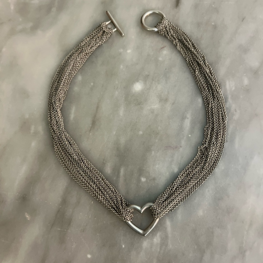Tiffany & Co. Sterling Silver Mesh Heart Necklace